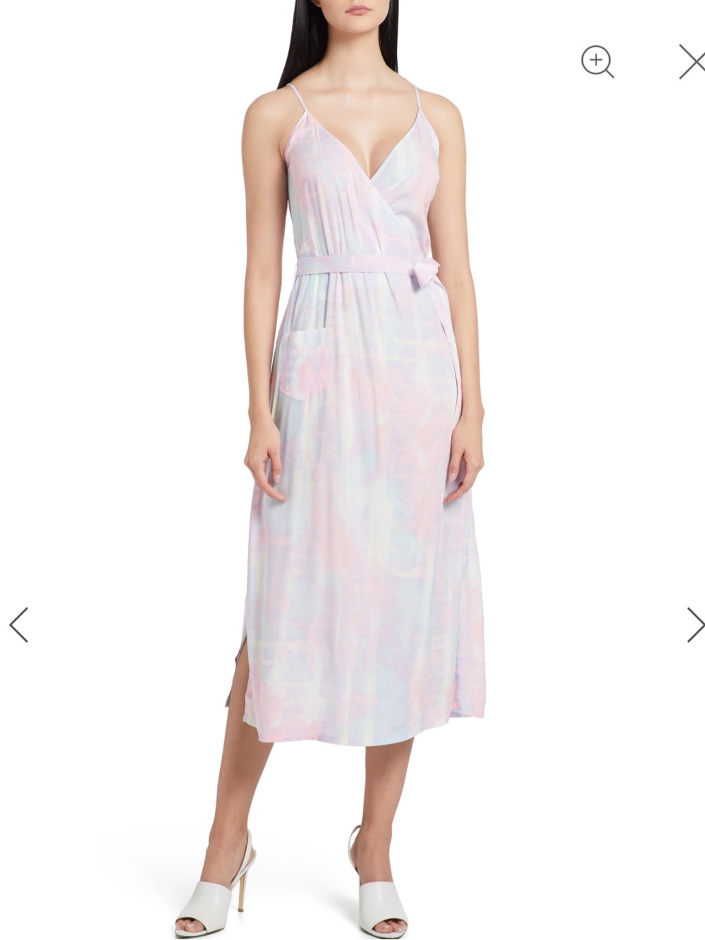 A/X Armani Exchange Pastel Pink Tie-Detail Slip Midi Dress